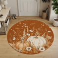 thumbnail image 1 of Pumpkins Fall Round Area Rug 6Ft Washable Circle Rugs for Bathroom Office, Vintage Floral Thanksgiving Orange Non-Slip Carpet Floor Mats Indoor Outdoor Carpet Runner Aesthetic Home Decor, 1 of 8