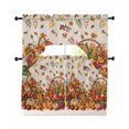 thumbnail image 1 of Pumpkins Fall Swag Kitchen Curtains Sets for Windows 24 Inch Length, Harvest Thanksgiving Botanical Farmhouse Leaves Short Window Curtain Swags Valances and Tiers 3 Piece Set for Cafe/Dining Room, 1 of 5