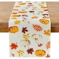 thumbnail image 1 of Pumpkins Fall Table Runner Autumn Table Runners Fall Maple Leaves Orange Kitchen Dining Table Decoration for Home Party Decor 13x72 Inch, 1 of 6