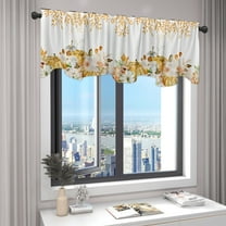 Pumpkins Fall Thanksgiving Valance Curtains for Windows, 59*24" Thanksgiving Kitchen Curtains Window Treatments, Maple Leaf Botanical Short Window Shades Valances for Bedroom Bathroom
