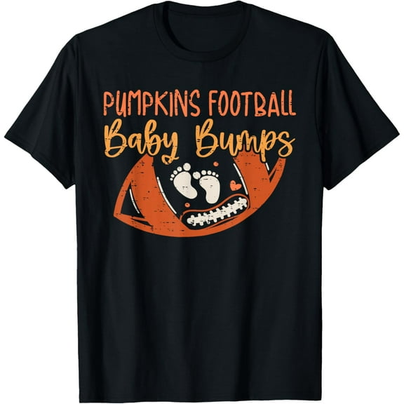 Pumpkins Football Baby Bumps Pregnancy Announcement Autumn T-Shirt