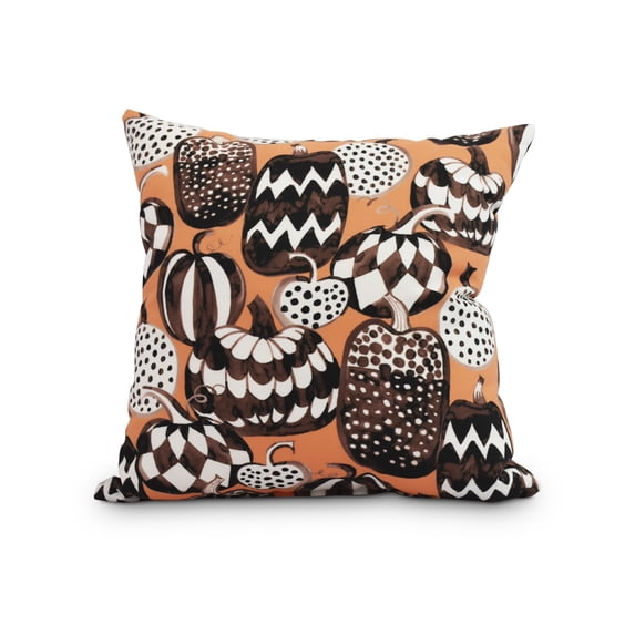 Pumpkins Galore 18 Inch Orange Halloween Print Decorative Throw Pillow