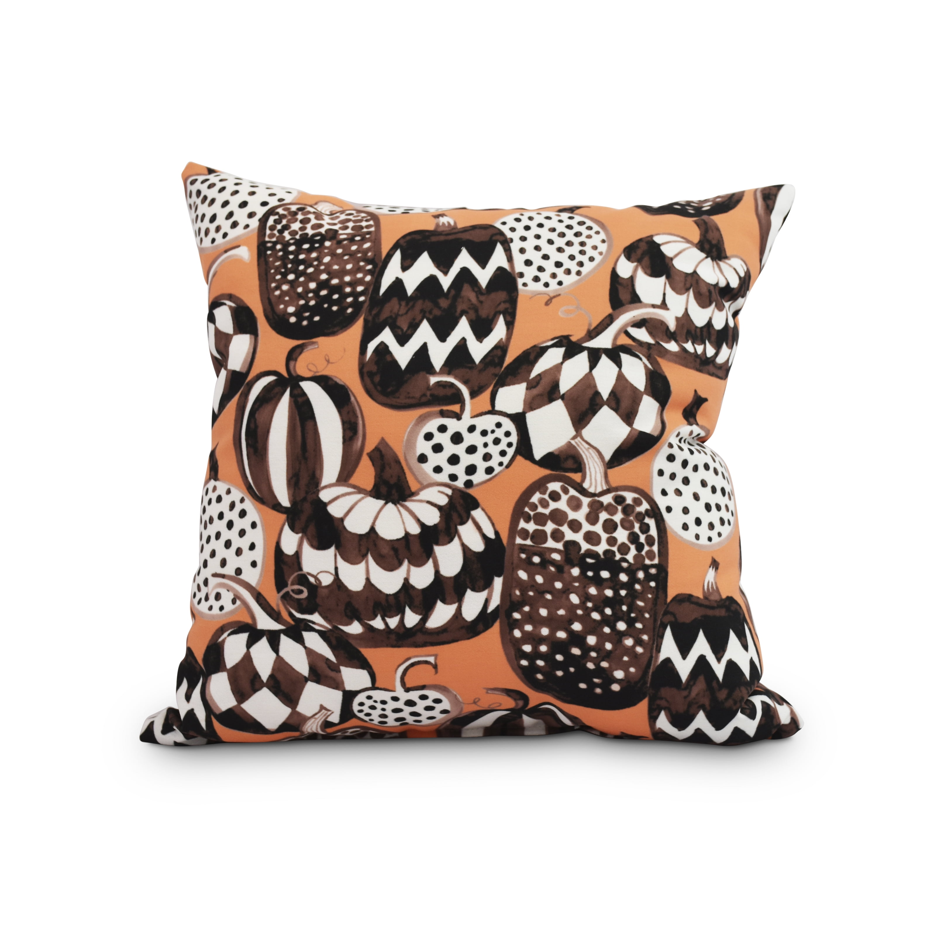 Pumpkins Galore 20 Inch Orange Halloween Print Decorative Throw Pillow