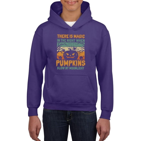 Pumpkins Glow By Moonlight Hoodie Juniors -Image by Shutterstock, Large