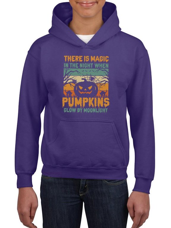 Pumpkins Glow By Moonlight Hoodie Juniors -Image by Shutterstock, Large