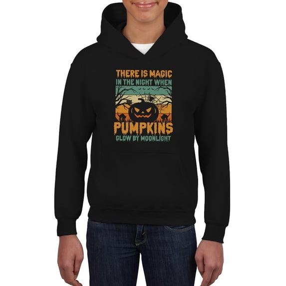 Pumpkins Glow By Moonlight Hoodie Juniors -Image by Shutterstock, Small