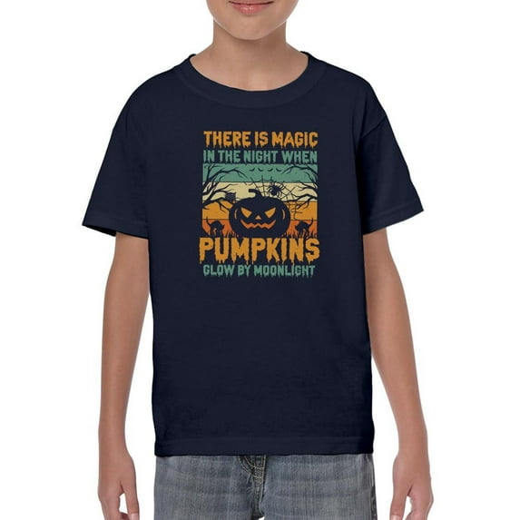 Pumpkins Glow By Moonlight T-Shirt Juniors -Image by Shutterstock, Medium
