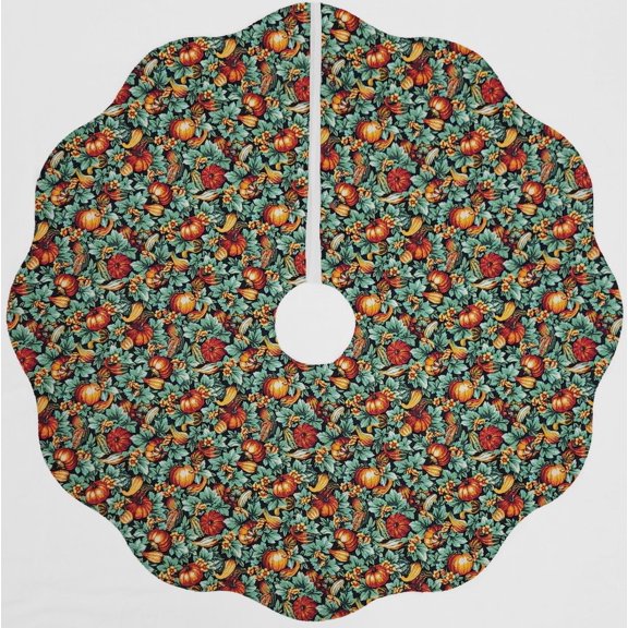 Pumpkins & Gourds Christmas Tree Skirt By Penny's Needful Things (Small Pumpkins & Gourds) (Scalloped)