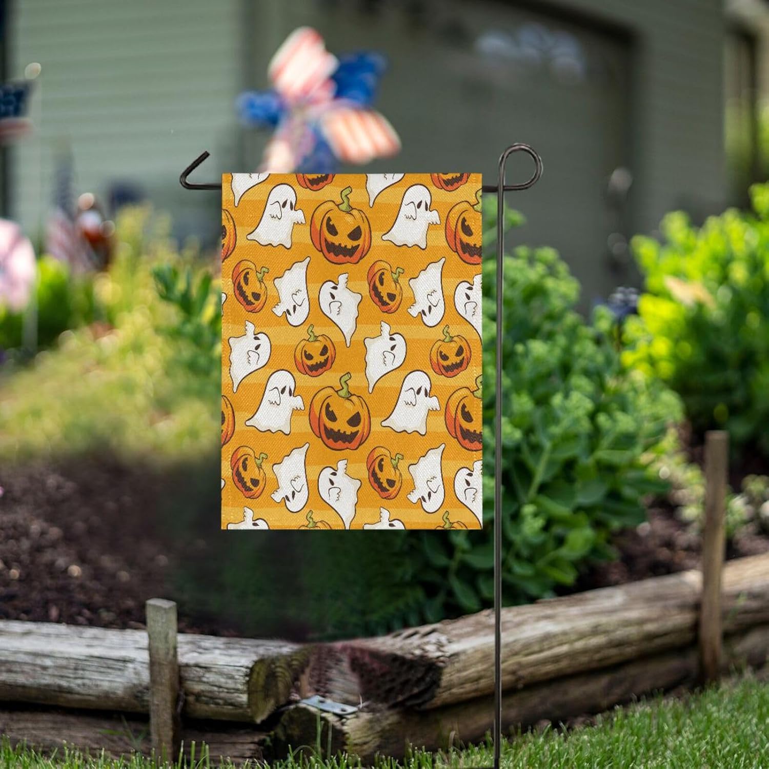 Morigins Gruselige Ghost Jack Kürbis Gartenflagge 28x40 Zoll – Halloween Deko Für Garten & Haus | Schwarz, Wetterfest
