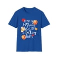 thumbnail image 1 of Pumpkins Hayrides Apple Cider And Falling Leaves Jack O Lantern | Pumpkin | Thanksgiving | Fall Unisex Softstyle T-Shirt, 1 of 4