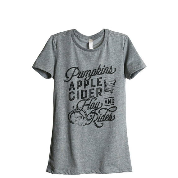 Pumpkins, Hayrides, Apple Cider Women's Fashion Relaxed T-Shirt Tee Heather Gray X-Large