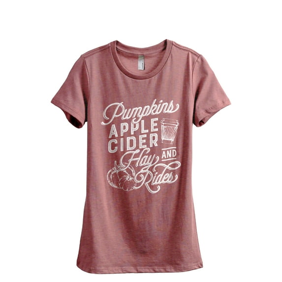 Pumpkins, Hayrides, Apple Cider Women's Fashion Relaxed T-Shirt Tee Heather Rouge 2X-Large