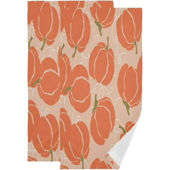 Pumpkins Orange Fall 2 PCS Hand Towels for Bathroom, Autumn Theme Kitchen Towel Ultra Soft and Absorbent Decorative Fingertip Face Bath Towels for Spa & Hotel, 28.3"x 14.4"