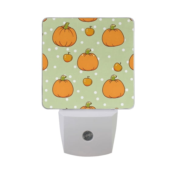Pumpkins Oranges Dots LED Night Light with Smart Sensor Plug Into Wall Dusk to Dawn 2 packs