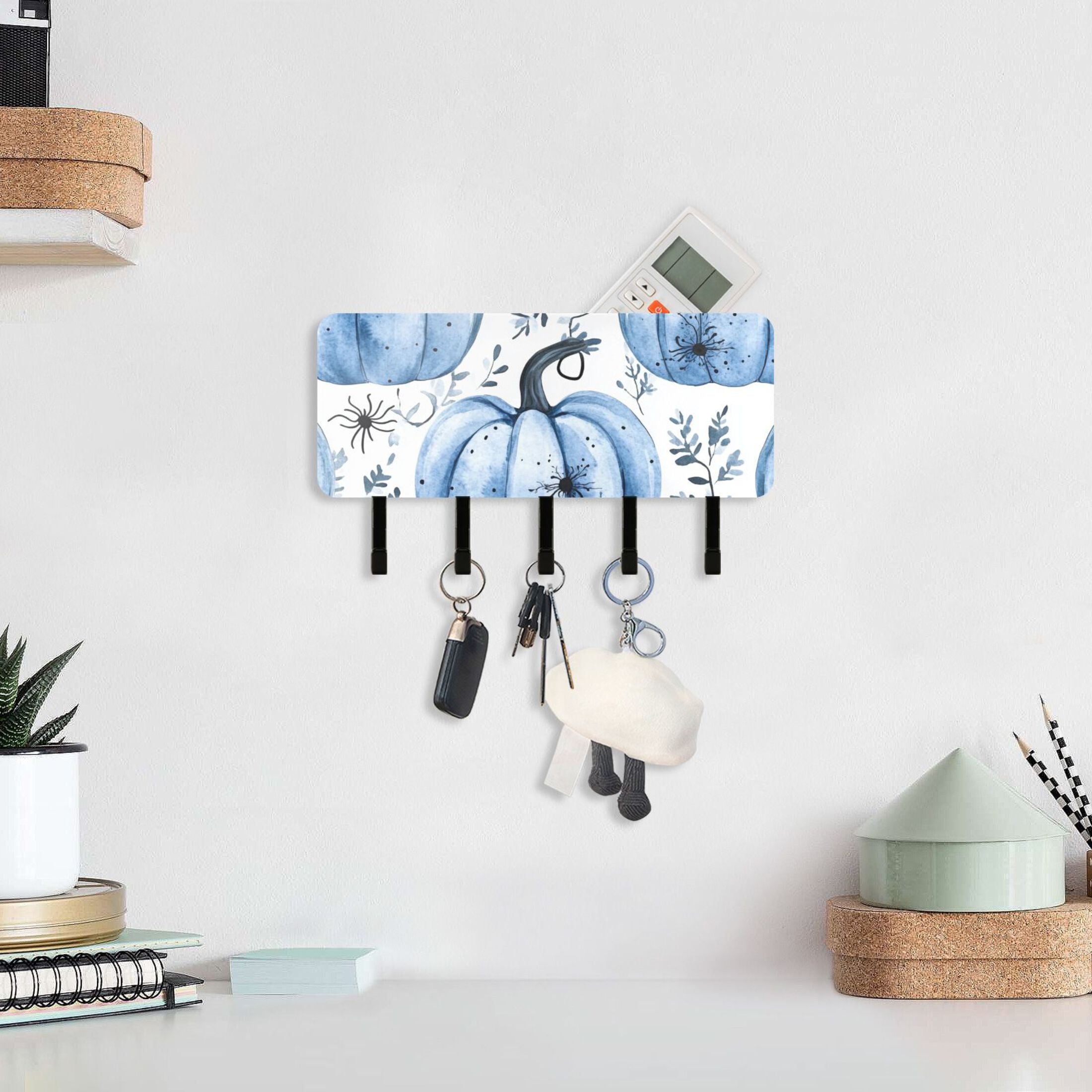 Pumpkins Spiders Key Holder for Wall Mail Holder Organizer with 5 Key ...
