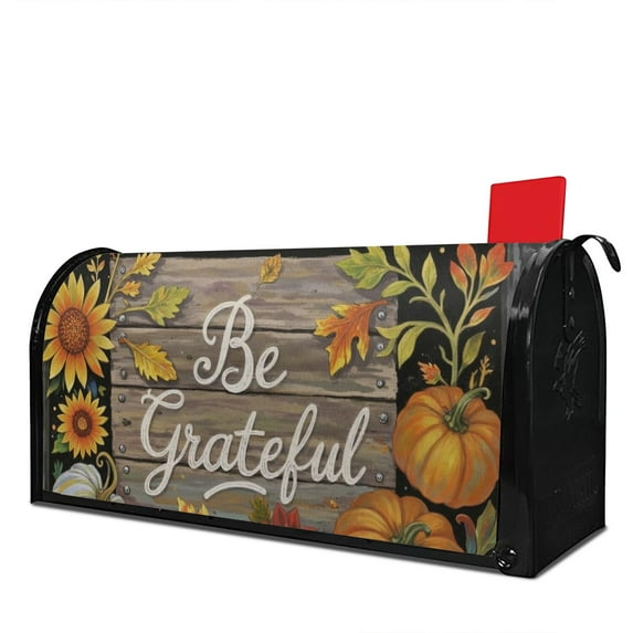 Pumpkins and Sunflowers in Autumn Mailbox Covers Magnetic Letter Box Wrap Standard Size 21x18 Inch Mailbox Decor Post Letter Box Decoration for Outdoor Garden Yard