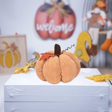 Pumpkins Throw Pillows 7.9in Farmhouse Knit Pumpkin Toys Decoration Cute Rustic Cushion Pillow for Home Sofa Livingroom Decor