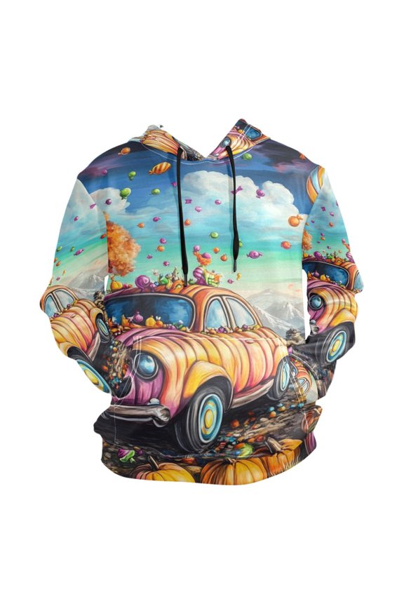 Pumpkins and Candy Men’s Hoodies Sweatshirt Fleece Jackets Long Sleeve Sweatshirts