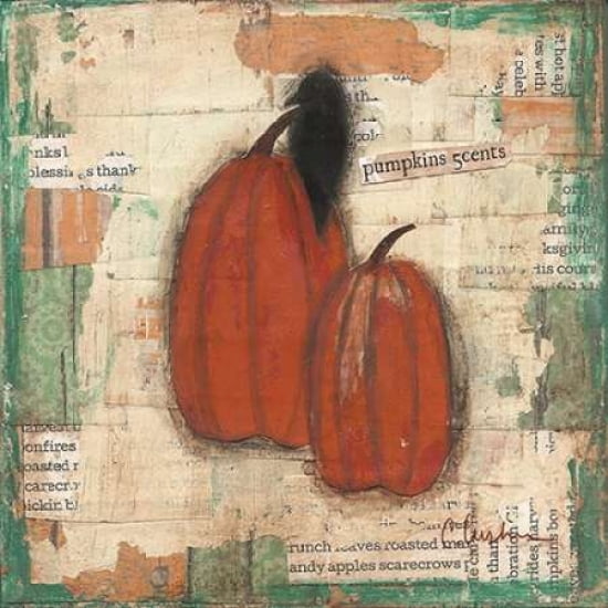 Pumpkins and Crow Canvas Art - Cassandra Cushman (24 x 24)