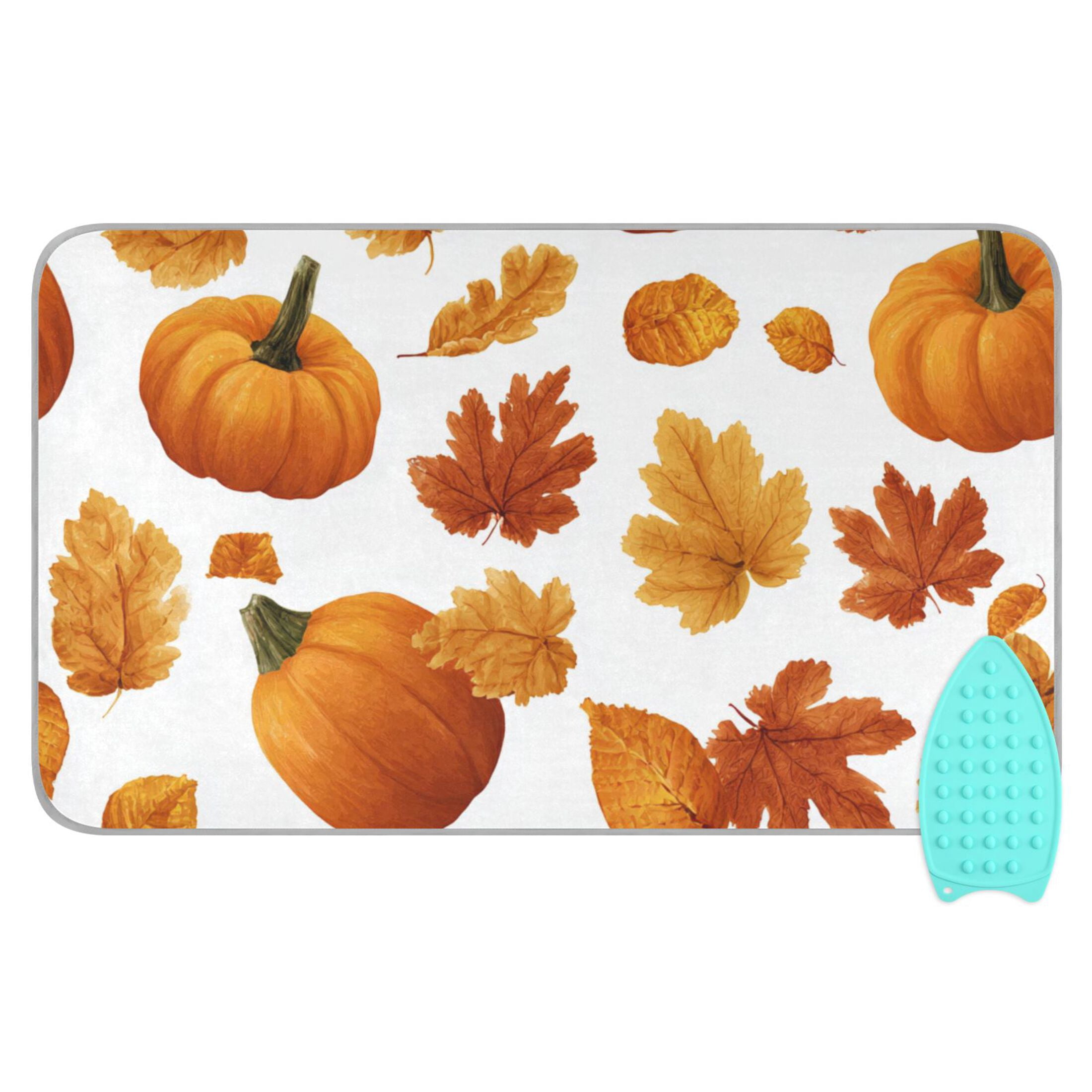 Pumpkins and Fall Leaves Ironing Mat Blanket Portable Travel Ironing Pad Heat Resistant Pad 47.2" x 27.6”