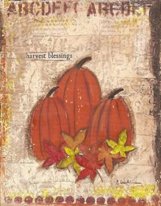 Pumpkins and Leaves Canvas Art - Cassandra Cushman (22 x 28)