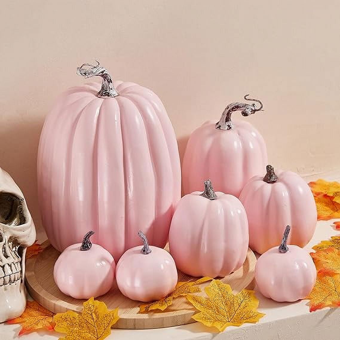Pumpkins for Fall Decor, Artificial Plastic Pink Pumpkins Perfect for