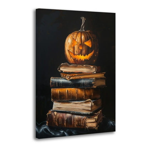 Pumpkins on Halloween Books Canvas Art Poster and Wall Art Picture Print Modern Family bedroom Decor Posters 12x18inch(30x45cm)