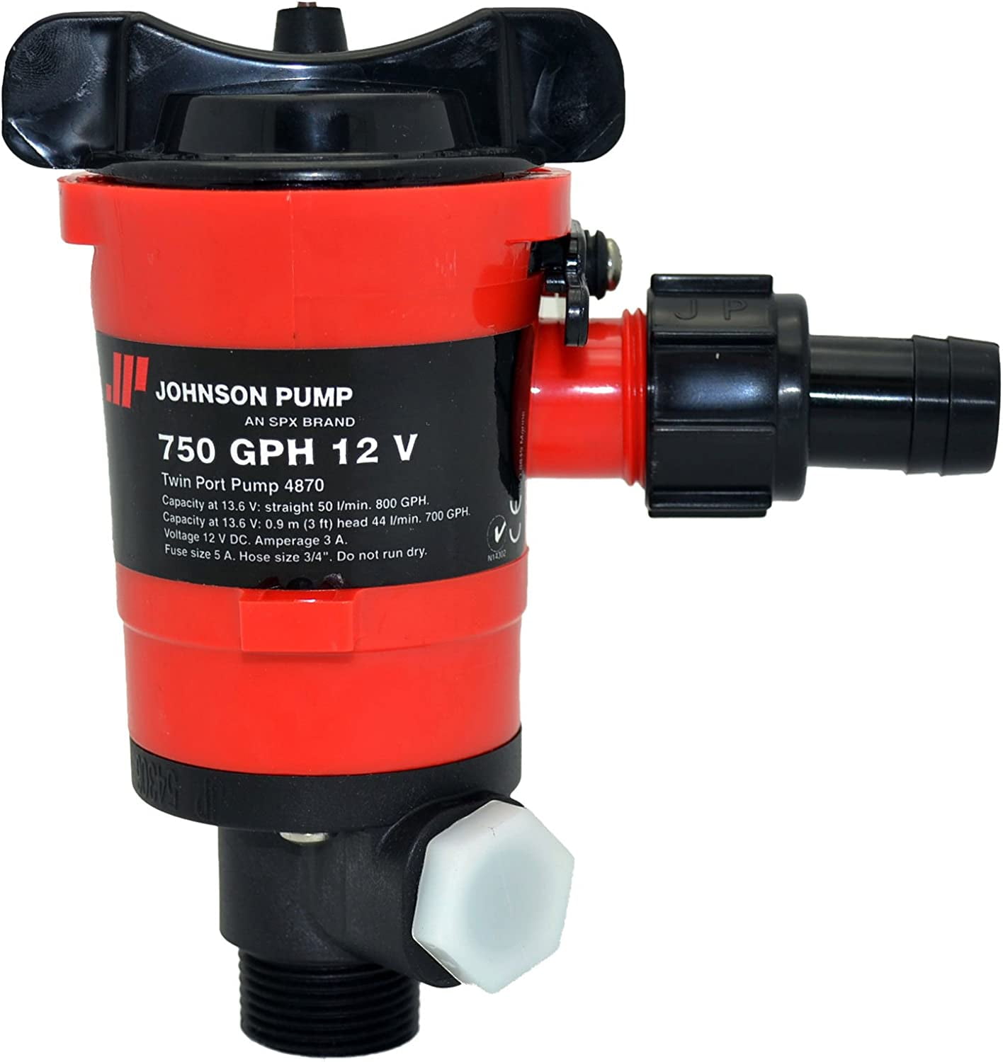 Johnson 750 GPH Red and Black Twin Port Pump