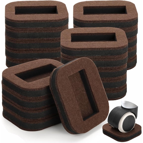Pumtus 20 Pack Felt Furniture Cups, Anti-Sliding Bottom Caster Pads, Bed Wheel Couch Slide Stopper, Hardwood Floor Protector Fixed Standing Coasters for Carpet, Tile, Laminate Floors, Fit 2.1" x 1.2"