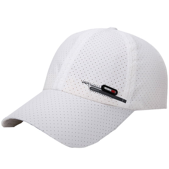 Pumxq Men Summer Adjustable Performance Hat Breathable Snapback Laser Perforated Mesh Baseball Cap White One Size