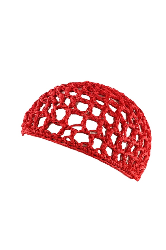 Mesh Crochet Hair Net Rayon Knit Snood Cap Cover Crocheted Sleep Hat for Women Red One Size