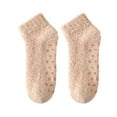 thumbnail image 1 of Pumxq Solid Tone Fluffy Plush Short Socks Soft Fleece Texture Anti Slip Gripper Bedroom Slipper Hosiery Orange One Size, 1 of 4