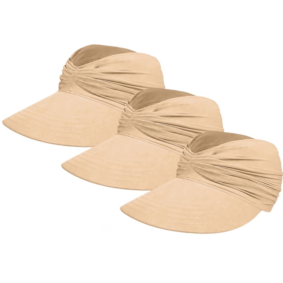 Pumxq Sun Visor Hats with Windproof Rope Casual Jazz Hat Fedora Sun Hats for Women Brim Packable Beach Hat Women Mens Dress Hats for Suits Foldable Beach Hat Women's Sun Hat A7 Khaki One Size