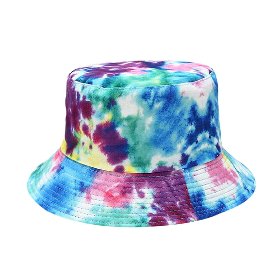 Pumxq Tie Dye Bucket Hat for Men Women,Cotton Unisex Summer Hat,Vibrant Printed Casual Cap for Festivals,Beach Travel Vacation Outdoor Wear Blue One Size