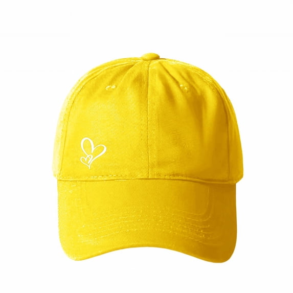 Pumxq Vintage Heart Embroidered Baseball Cap Distressed Adjustable Hat for Women Low Profile Dad Hats Unisex Cotton Cap Yellow One Size