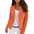thumbnail image 1 of Pumxq Women's Classic Notched Lapel Asymmetric Zip Motorcycle Faux Suede Leather Jacket Orange S, 1 of 8