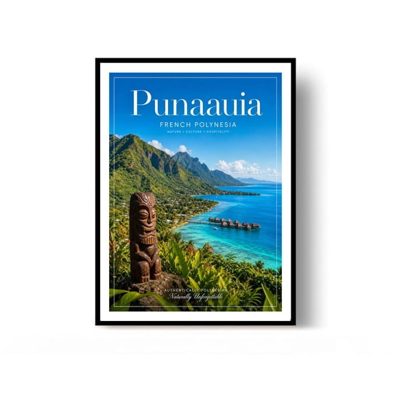 Punaauia Travel Poster Print French Polynesia Poster Wall Decor