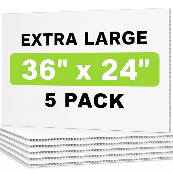 punada Corrugated Plastic Board, 5 Packs 24 x 36 Inch Corrugated Plastic Sheet, Waterproof Poster Board Custom Blank Yard Signs for Outdoor Estate Garage Sale, Birthday Party, Parking, Guidepost