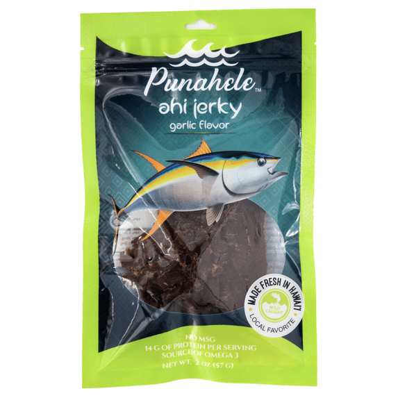 Punahele Ahi Jerky Garlic Flavor - Made Fresh In Hawaii - Wild Caught - 2oz Bag
