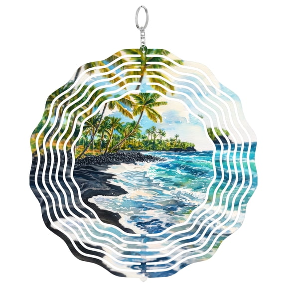 Punaluu Black Sand Beach Wind Spinner 3D Kinetic Yard Art