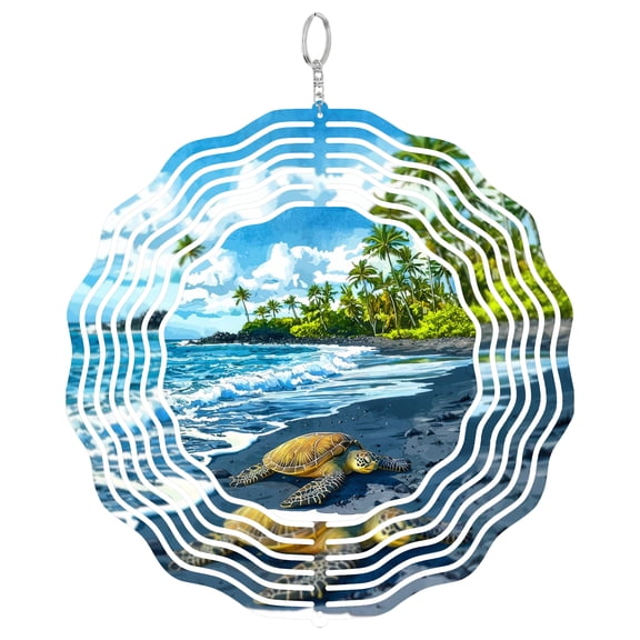 Punaluu Black Sand Wind Spinner, Kinetic 3D Hawaii Beach Garden Art Hanging