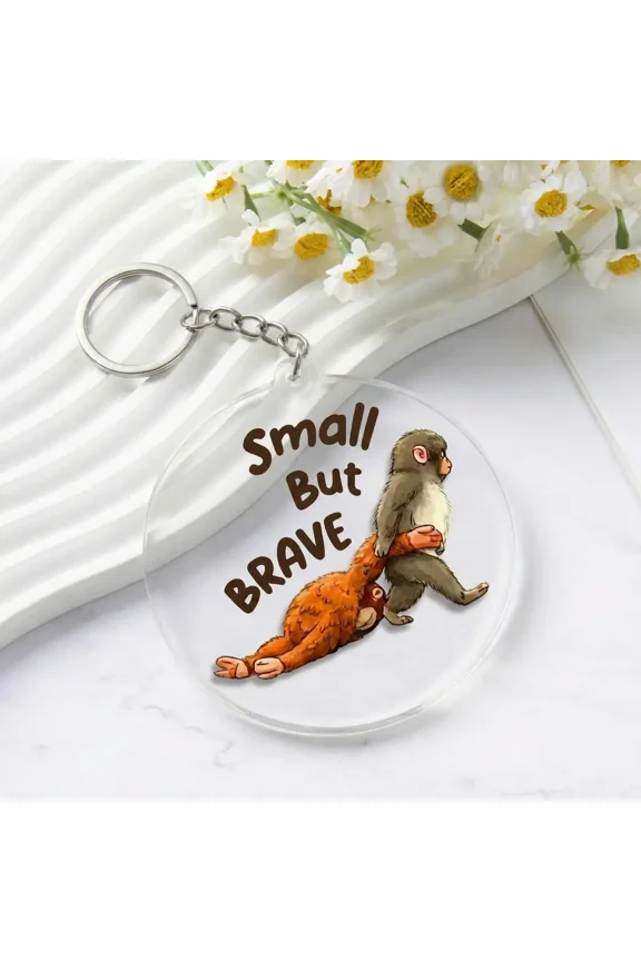 Punch Baby Monkey Acrylic Keychain  Small But Brave Cute Animal Keyring, Viral Inspired Gift