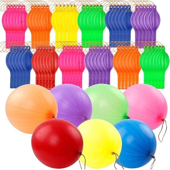 Punch Balloons, Party Favors, 80Pcs Thickened Heavy Duty Neon Punching Bounce Balloon for Birthday Party Goodie Bag Stuffers Exciting Outdoor Play Supply