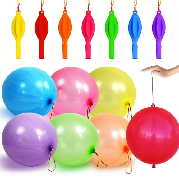 Punch Balloons, Thickened Neon Heavy Duty Party Favors with Rubber Band Handle, Bouncy Balls for Birthday Weddings Goodie Bag Stuffer