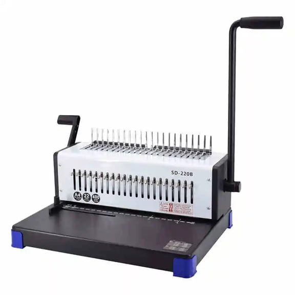 Punch Binding Machine SD-220B Manual Binding Machine 21 Hole Rubber Ring 10 Hole Clip Strip Office Documents ,Easy to Use