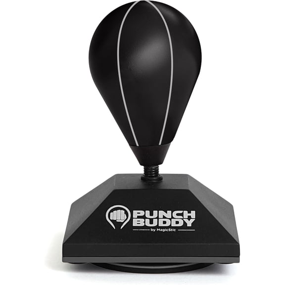 Punch Buddy Mini Desktop Punching Bag - Desk Fidget Toy for Stress Relief, Focus & Fun - Patented Suction Cup Base - Black