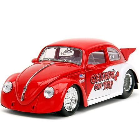 1959 Volkswagen Drag Beetle "Cherry on Top" Red and White "Punch Buggy" Series 1/24 Diecast Model Car by Jada
