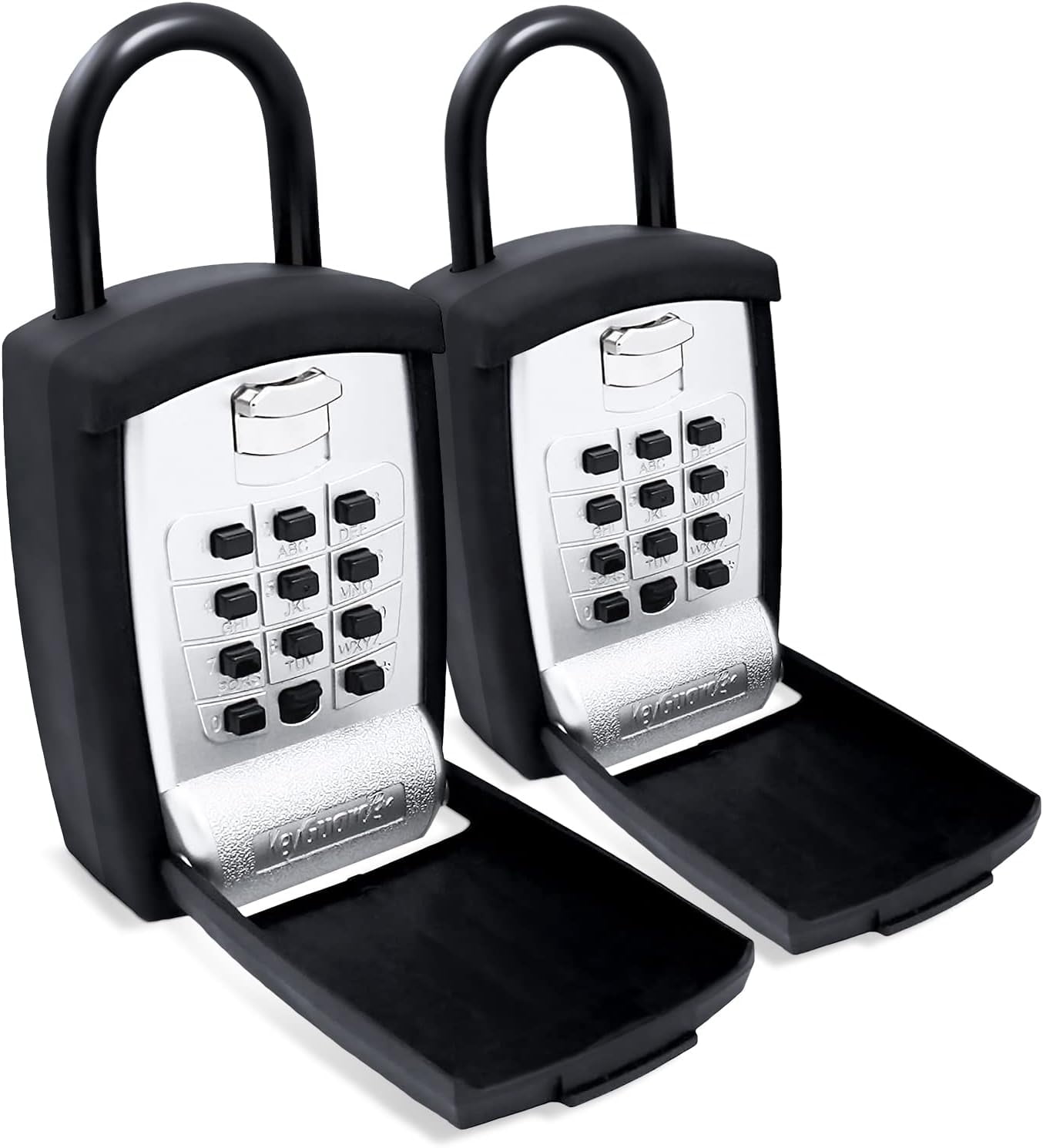 Punch Button Lock Box, Black Portable Shackle Lockbox For Outside