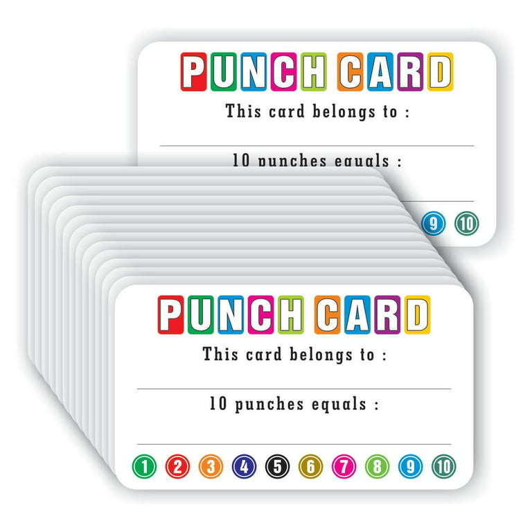 105 Pcs 2 X 3.5 Reward Punch Cards Behavior Incentive Awards for Kids  Students