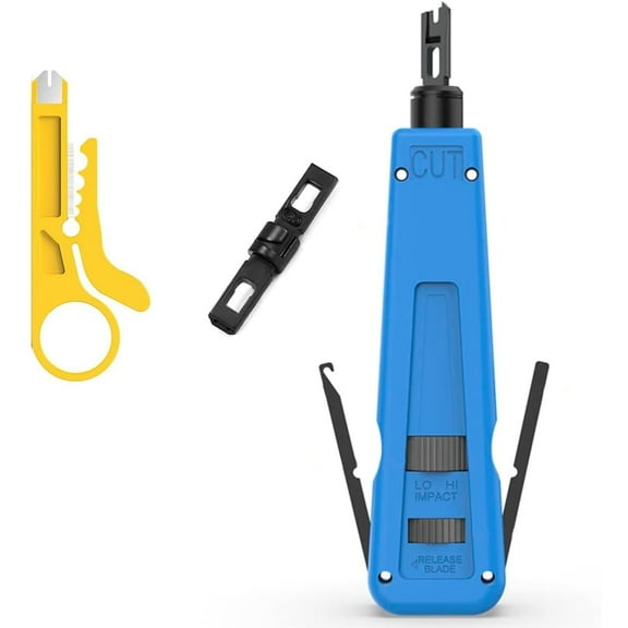 Punch Down Impact Tool with 110 and 66 Blades, Network Wire Cable Cat6/Cat5e Telephone Impact Terminal Insertion Tools